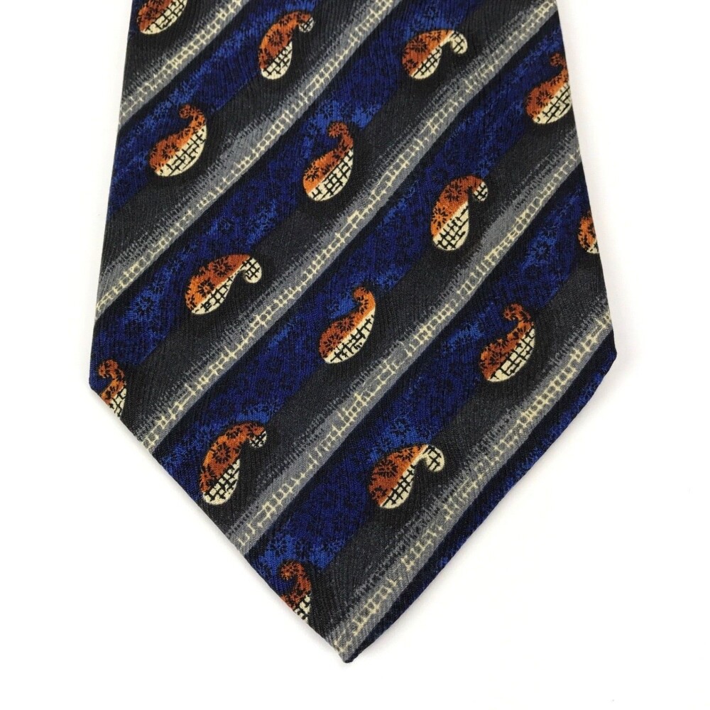 Robert Talbott Omaggio Finest Silk Blue Beige Orange Paisley Hand-sewn Necktie